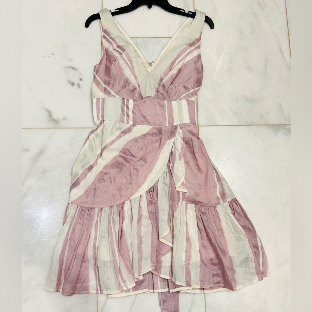 Rebecca Taylor Purple and Cream Striped Dress
